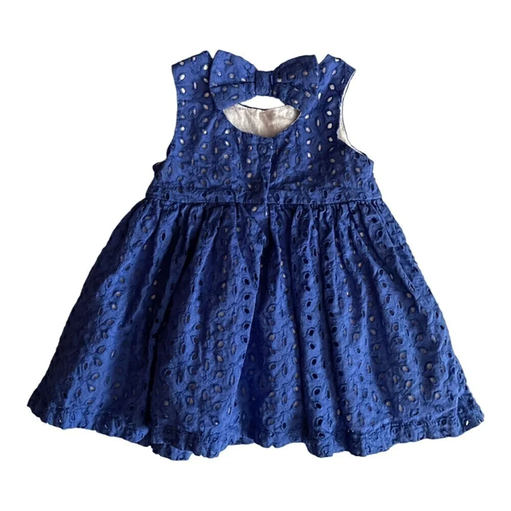 THE Children's Place Blue Eyelet Dress Size 6-9 Months